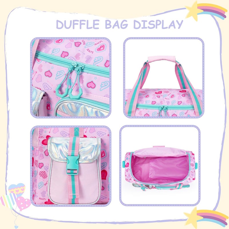 Oruiji Kids Duffle Bag Girls Women Travel Bag Gifts Overnight Bags for Girls Women Kids Gym Dance Bags with Shoes Compartment - Image 5